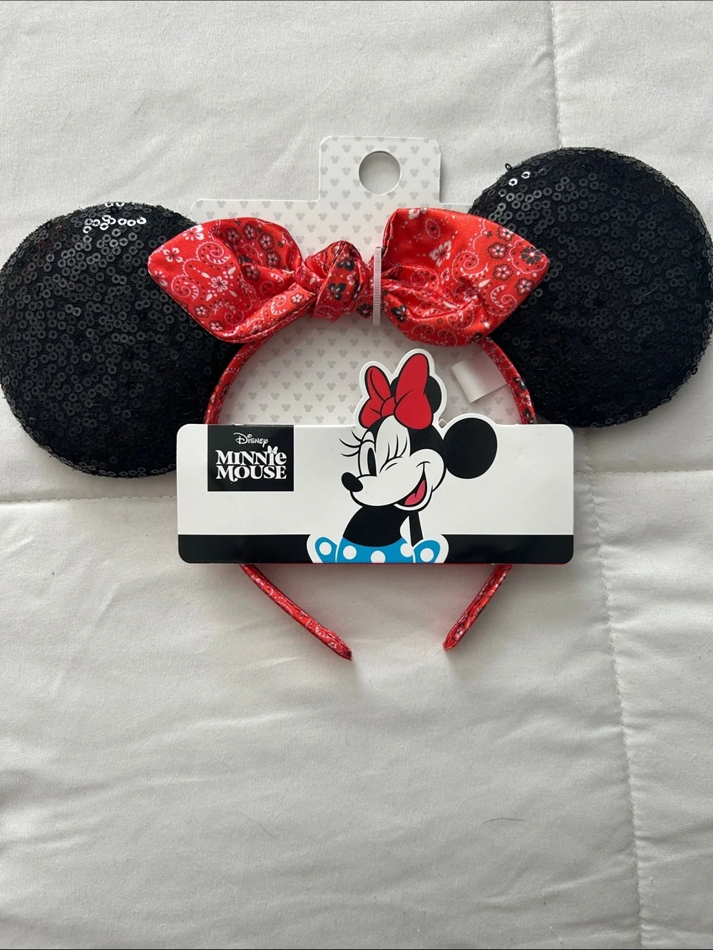 Kids Sequin Ear Headband with Red Bow